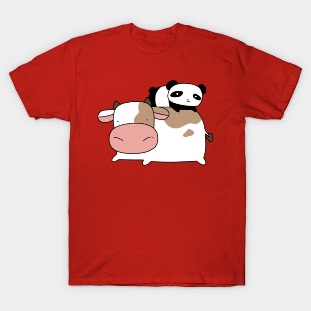 Cow and Little Panda T-Shirt by saradaboru